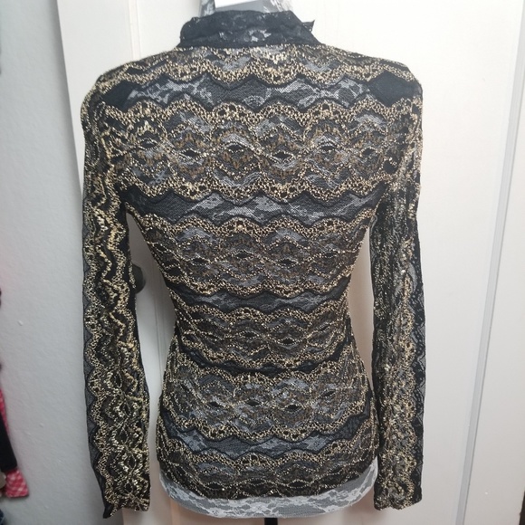 Black and Gold Lace Top - Picture 5 of 8